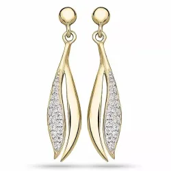 kolleksjonsprøve ellipseformet gulløredobb i 9 karat gull med zirkon