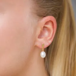 7 - 8 mm perle øredobber i forgylt sølv