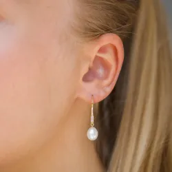 7 - 8 mm perle øredobber i forgylt sølv