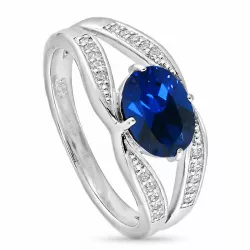 bred blå sølv ring i sølv