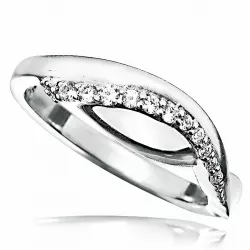 Elegant abstrakt hvit zirkon ring i rodinert sølv
