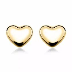 Liten hjerte ørestikker i 9 karat gull med 