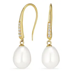 lange øredobber i 8 karat med zirkon