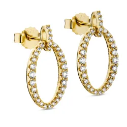 ovale zirkon øredobber i forgylt sølv