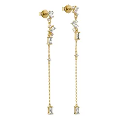 lange zirkon kjedeøreringer i forgylt sølv