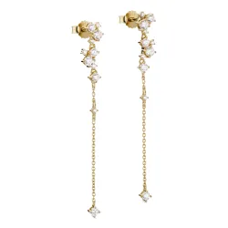 lange zirkon kjedeøreringer i forgylt sølv