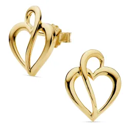 hjerte øredobber i forgylt sølv