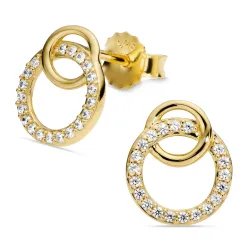 runde zirkon øredobber i forgylt sølv