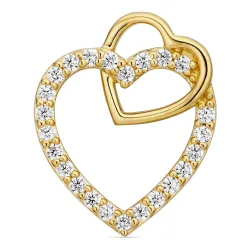 hjerte zirkon anheng i forgylt sølv