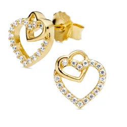 hjerte zirkon øredobber i forgylt sølv