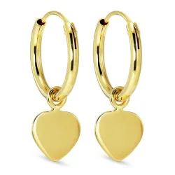 15 mm hjerte creol i forgylt sølv