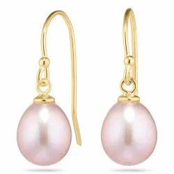 8-8,5 mm perle øredobber i forgylt sølv