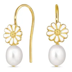 margeritt perle øredobber i forgylt sølv