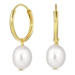 perle creol i forgylt sølv