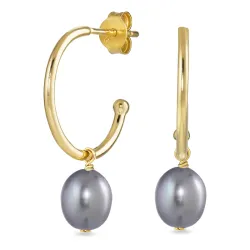 grå perle halvcreol i forgylt sølv