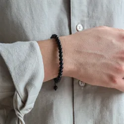 Nordahl andersen svart onyks armbånd i lær