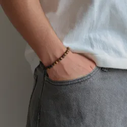Nordahl andersen armbånd i lær brun tigerøye