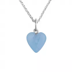 NORDAHL ANDERSEN hjerte blå kalsedon halskjede i rodinert sølv blå kalsedon