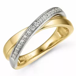 diamantring i 14 karat gull og hvitt gull 0,16 ct