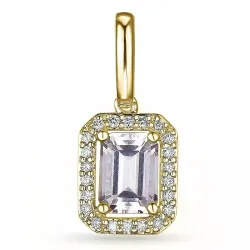 Firkantet morganit diamantanheng i 14 karat gull 0,78 ct 0,11 ct