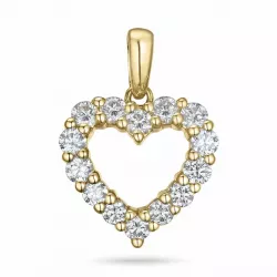 hjerte diamantanheng i 14 karat gull 0,84 ct