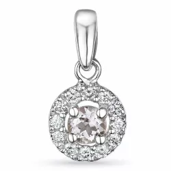 Rundt morganit diamantanheng i 14 karat hvitt gull 0,09 ct 0,07 ct