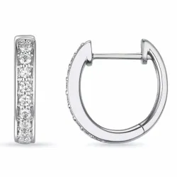 14 mm briljant creol i 14 karat hvitt gull med diamant