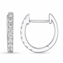 12 mm creol i 14 karat hvitt gull med diamant