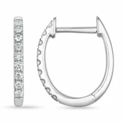 10 mm creol i 14 karat hvitt gull med diamant