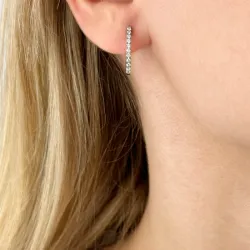 10 mm creol i 14 karat hvitt gull med diamant 