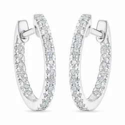 14 mm diamant creol i 14 karat hvitt gull med diamant