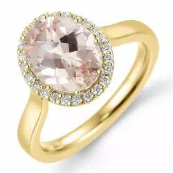 Elegant morganit diamantring i 14 karat gull 1.82 ct 0,12 ct