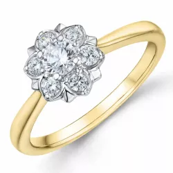 blomst diamant ring i 14 karat gull og hvitt gull 0,20 ct 0,20 ct
