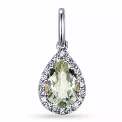 grønn ametyst diamantanheng i 14 karat hvitt gull 0,10 ct 1,55 ct