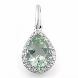 Grønn ametyst diamantanheng i 14 karat hvitt gull 0,10 ct 1,55 ct