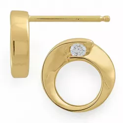 runde diamantøredobb i 14 karat gull med diamant 