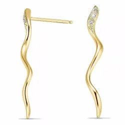 lange diamantøredobb i 14 karat gull med diamant