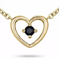 42 cm hjerte safir anheng med halskjede i 14 karat gull 0,07 ct