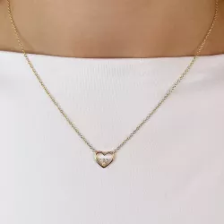 42 cm hjerte diamant anheng med halskjede i 14 karat gull 0,05 ct