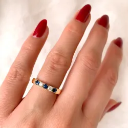 kraftige blå safir alliansering i 14 karat gull 2 x 0,10 ct 0,40 ct