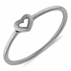 Simple Rings hjerte ring i svart rodinert sølv