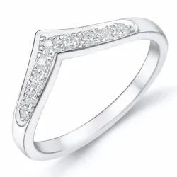 diamant ring i 14 karat hvitt gull 0,117 ct