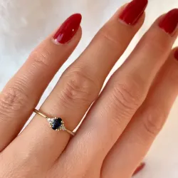 safir diamantring i 14 karat gull 0,35 ct 0,03 ct