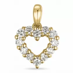 hjerte diamant anheng i 14 karat gull 0,264 ct