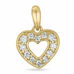 hjerte diamantanheng i 14 karat gull 0,149 ct