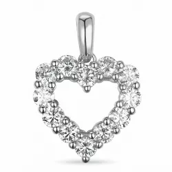 hjerte diamantanheng i 14 karat hvitt gull 0,96 ct