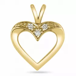 hjerte diamant anheng i 14 karat gull 0,041 ct