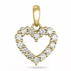 hjerte diamant anheng i 14 karat gull 0,25 ct