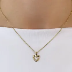 hjerte diamant anheng i 14 karat gull 0,054 ct