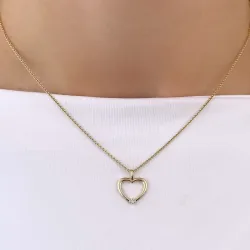 hjerte diamant anheng i 14 karat gull 0,019 ct